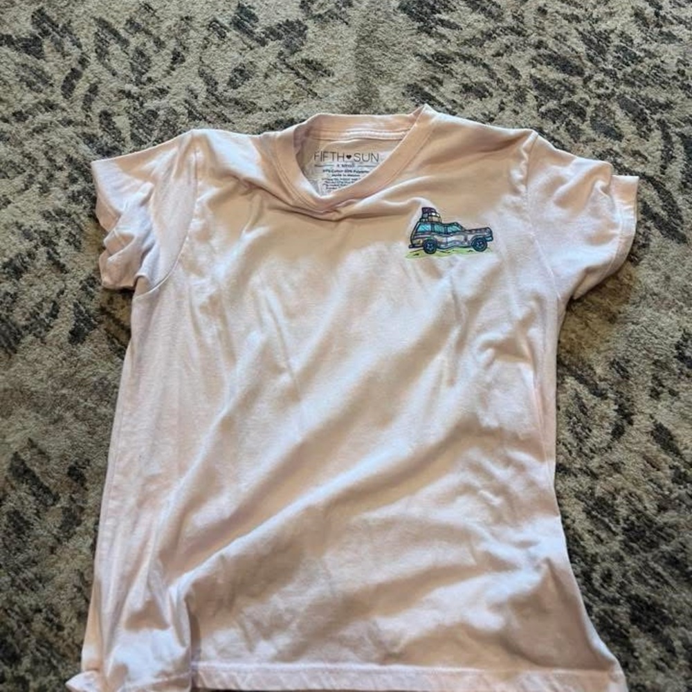 Fifth Sun Light Pink Women’s Short Sleeve Tee with Truck Patch